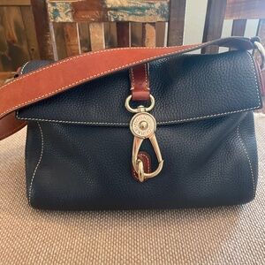 Dooney & Bourke navy and brown one strap shoulder bag